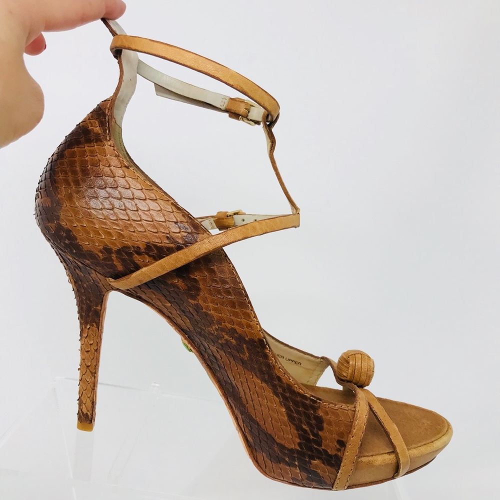 LAMB Felix snake brown strap heels size 10 medium